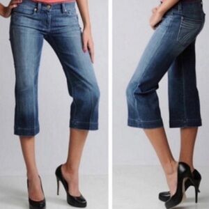 7 For All Mankind Dojo Cropped Low Rise Jeans Women’s Size 25 Dark Wash Denim